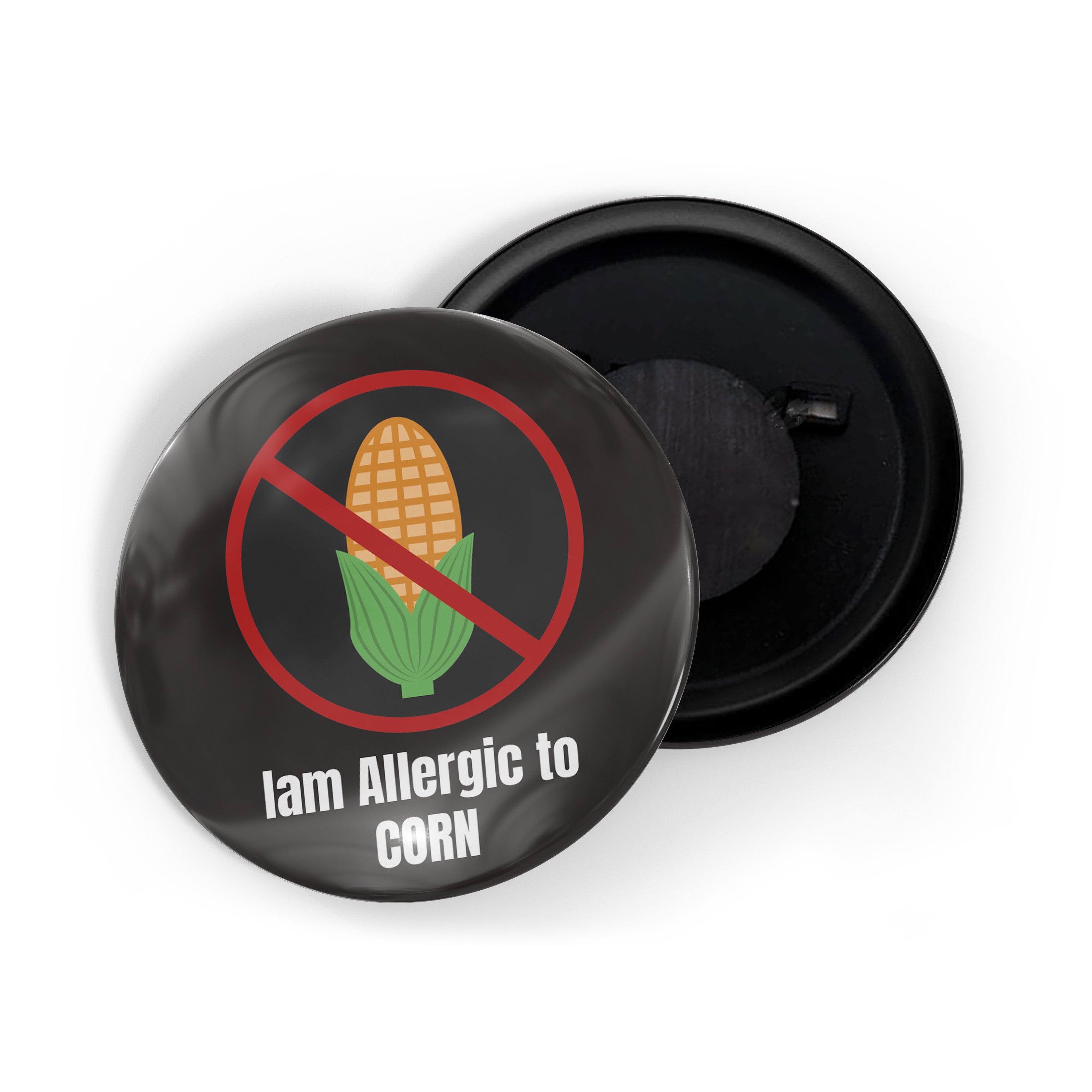 dhcrafts Fridge Magnet Black I'm Allergic To Corn Glossy Finish Design Pack of 1 (58mm)